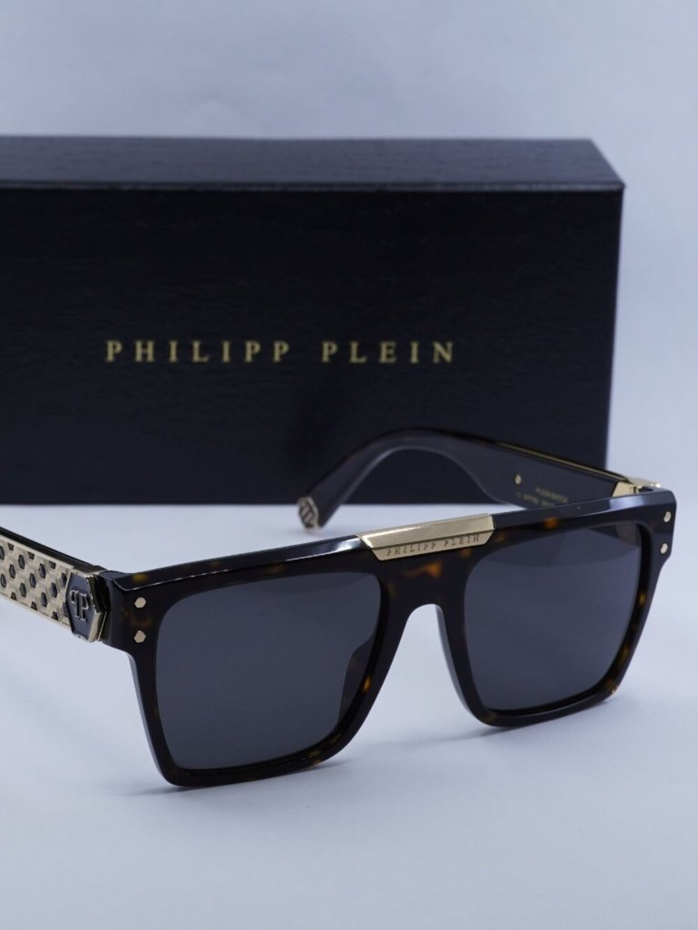 Philipp Plein SPP080 0722 Square Sunglasses - Havana / Brown